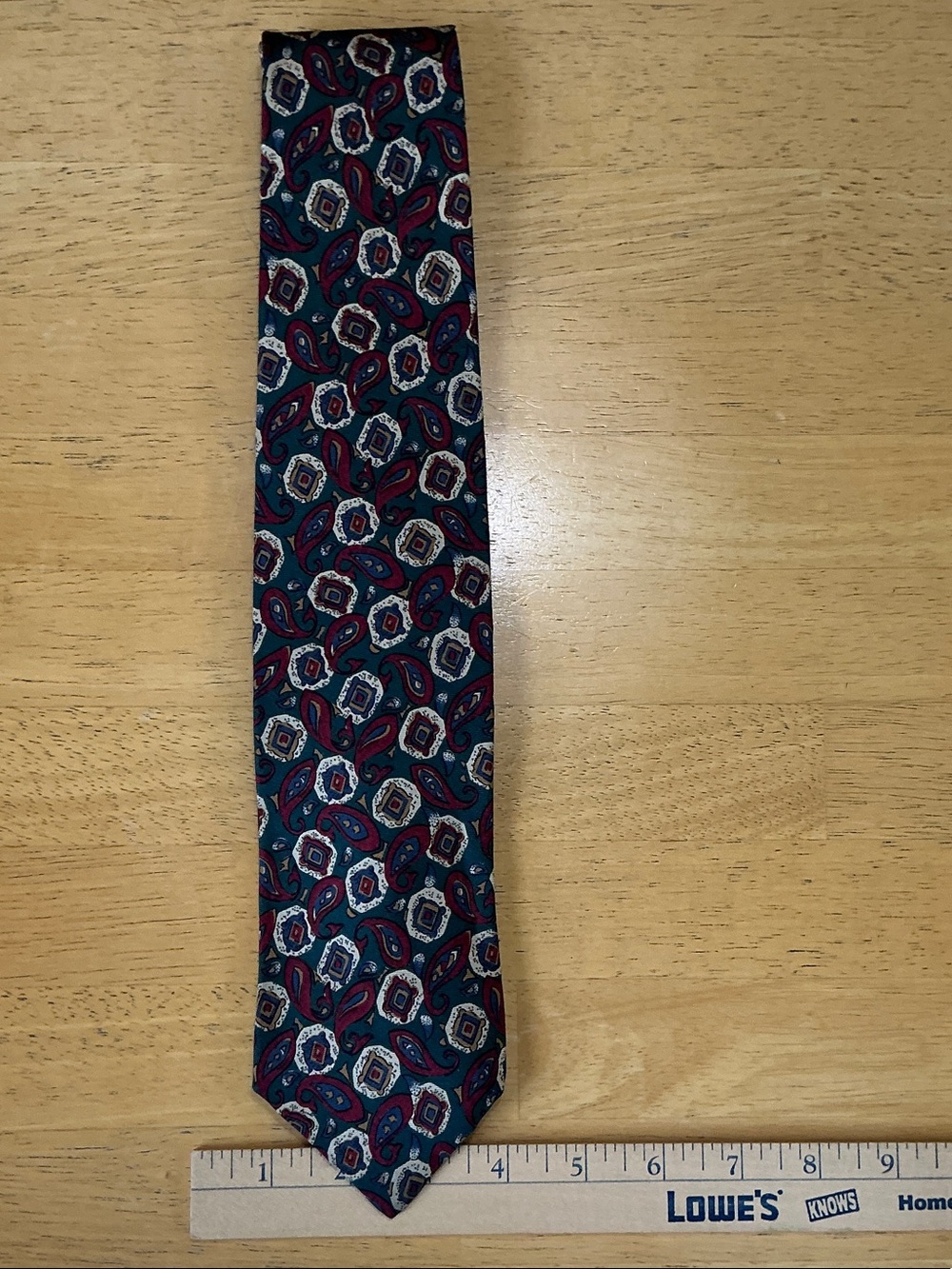 Brooks Brothers Teal and Burgundy Paisley Silk Tie with Ivory Accents